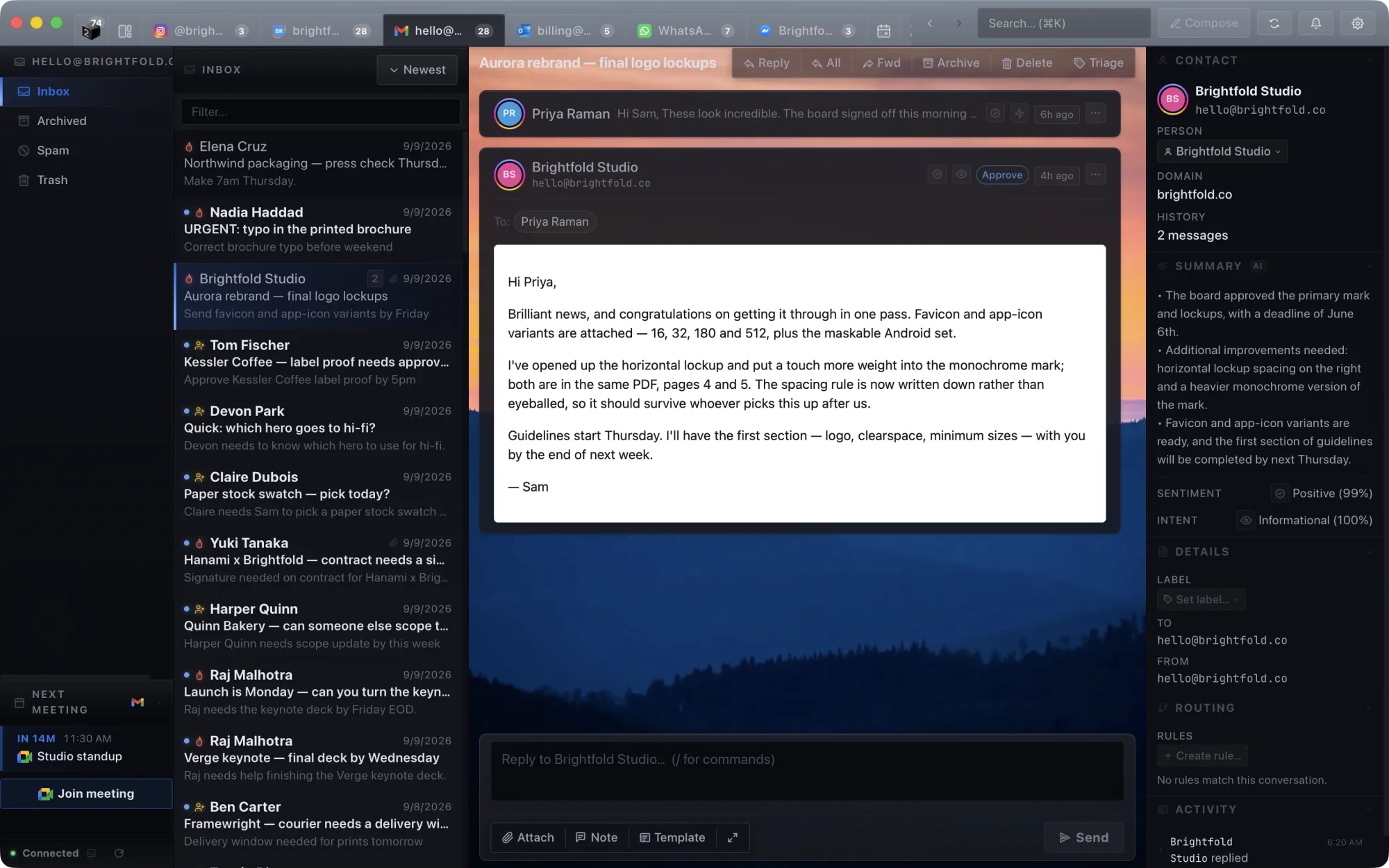 A conversation in the desktop app
