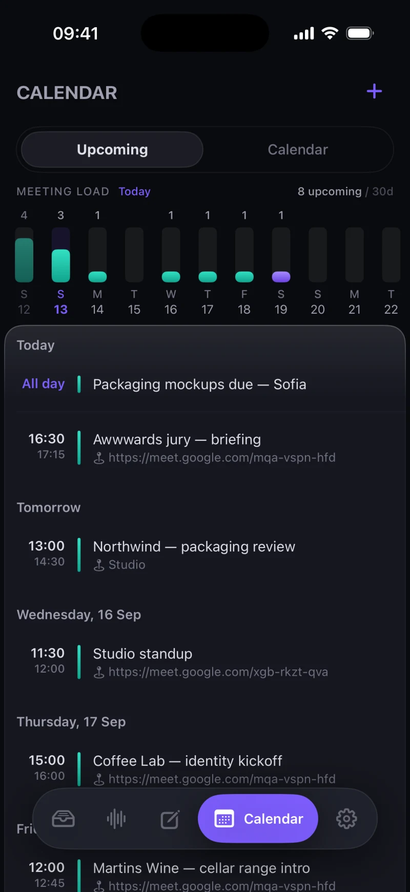 The calendar on iPhone
